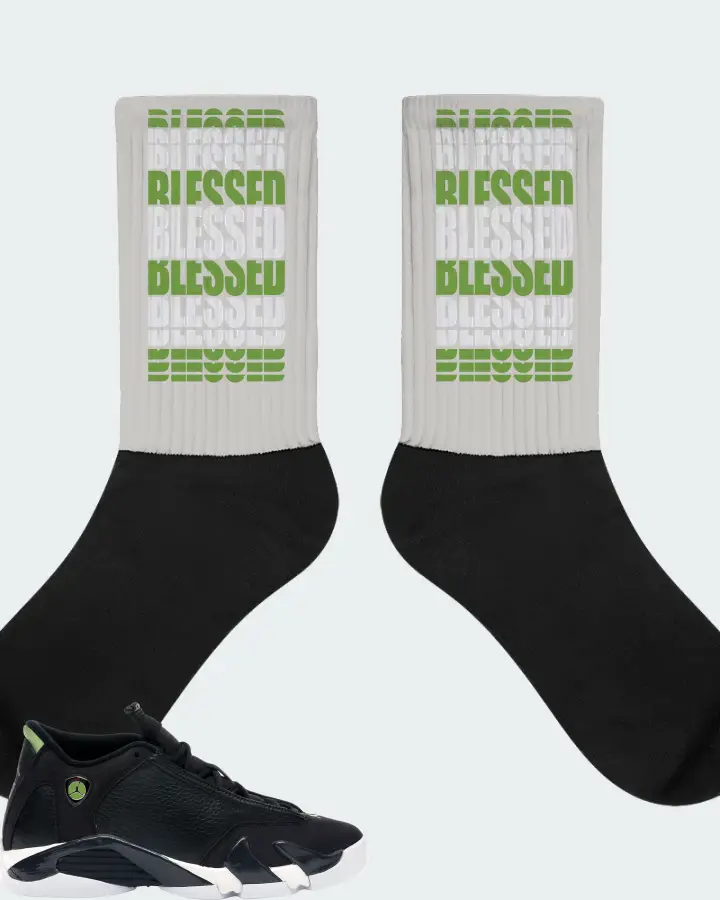 Jordan 14 Retro Sneaker Matching Grey Socks - BLESSED Many Times
