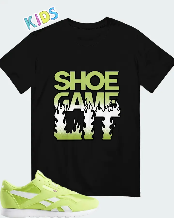 Reebok Classic Nylon Neon Lime Matching Kid's T-Shirt