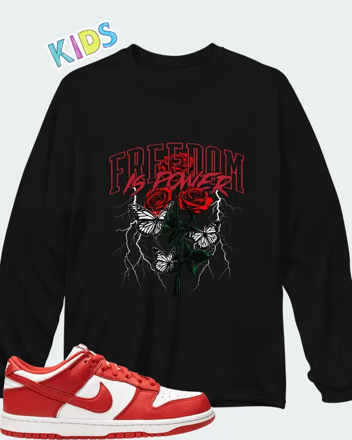 Nike Dunk Low White Red Matching Kid's Long Sleeve T-Shirt
