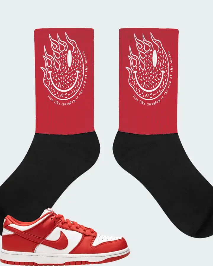 Nike Dunk Low White Red Matching Socks