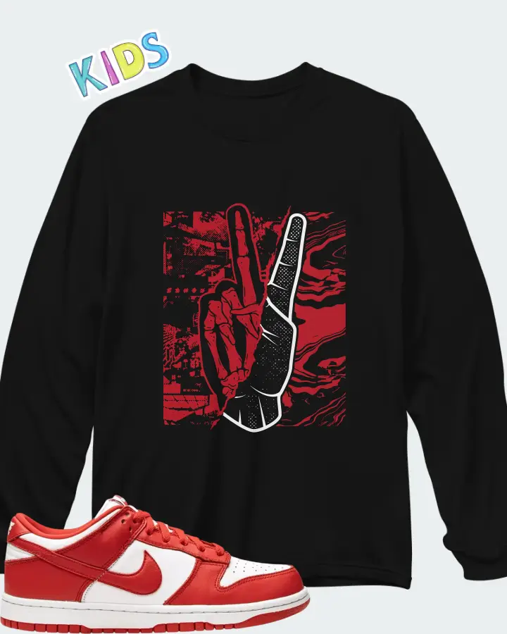 Nike Dunk Low White Red Matching Kid's Long Sleeve T-Shirt