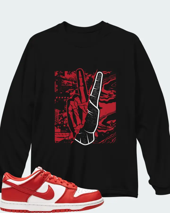 Nike Dunk Low White Red Matching Long Sleeve T-Shirt