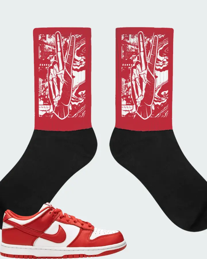 Nike Dunk Low White Red Matching Socks