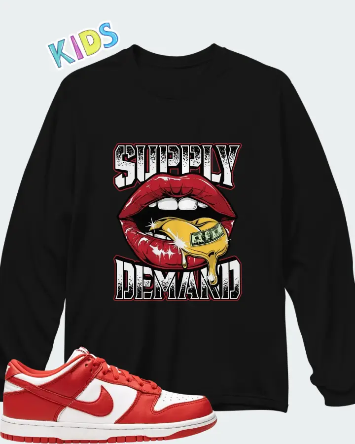 Nike Dunk Low White Red Matching Kid's Long Sleeve T-Shirt