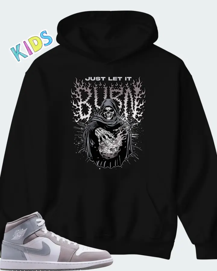 Air Jordan 1 Mid Cool Grey Matching Kid's Hoodie