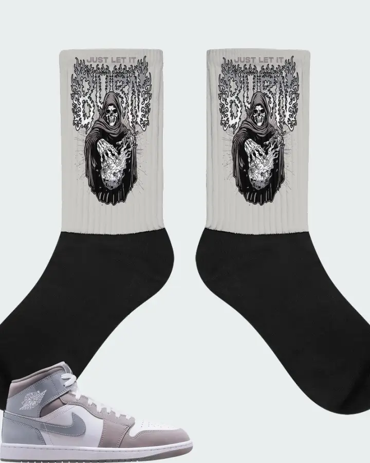 Air Jordan 1 Mid Cool Grey Matching Socks