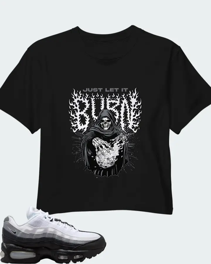 Nike Air Max 95 Big Bubble Black White Wolf Grey Matching Crop Top