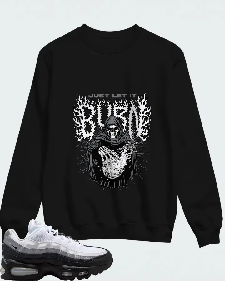 Nike Air Max 95 Big Bubble Black White Wolf Grey Matching Sweatshirt
