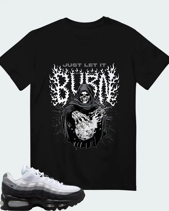 Nike Air Max 95 Big Bubble Black White Wolf Grey Matching T-Shirt