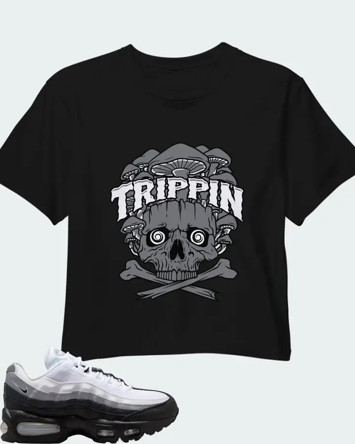 Nike Air Max 95 Big Bubble Black White Wolf Grey Matching Crop Top