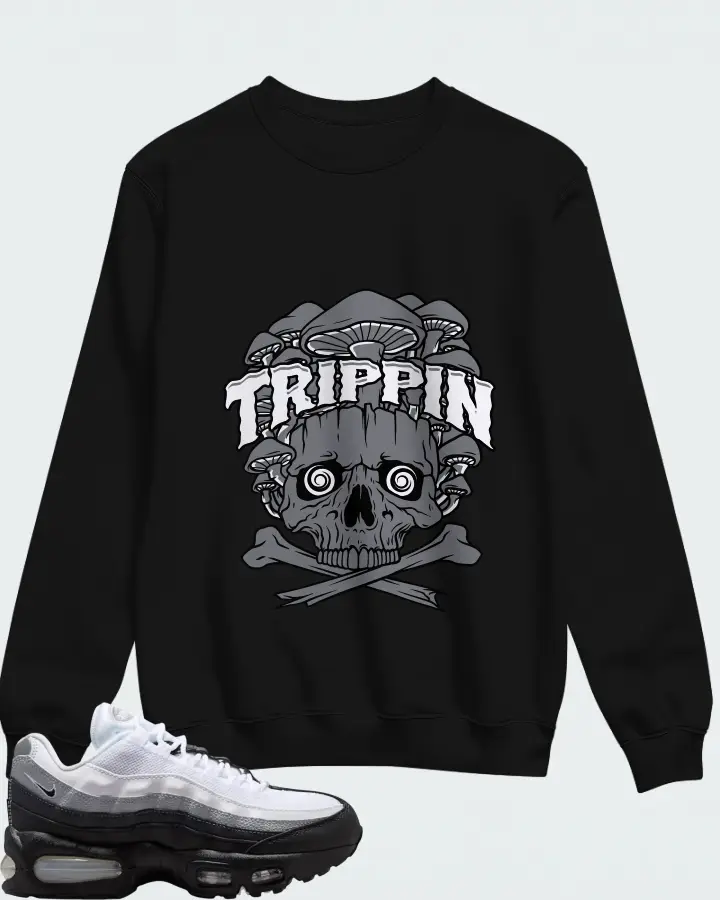 Nike Air Max 95 Big Bubble Black White Wolf Grey Matching Sweatshirt