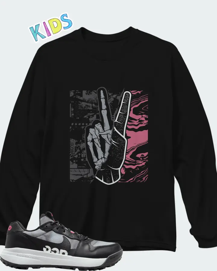 Nike ACG Lowcate SE Wolf Grey Hyper Pink Matching Kid's Long Sleeve T-Shirt