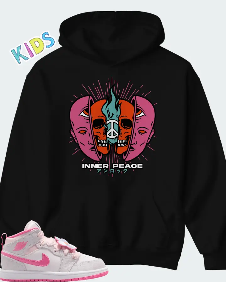 Air Jordan 1 Mid Pink Bloom Matching Kid's Hoodie