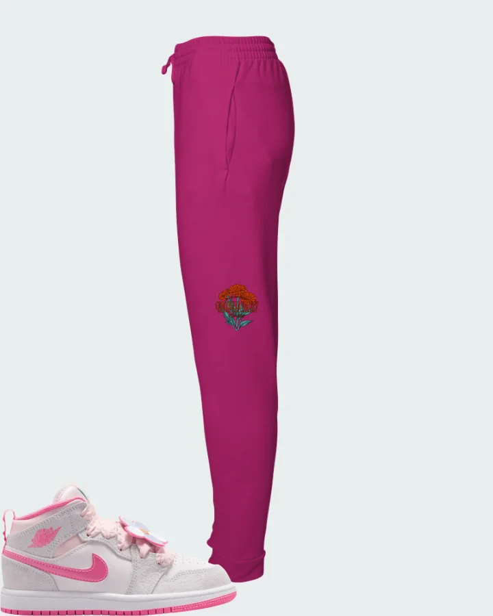Air Jordan 1 Mid Pink Bloom Matching Joggers