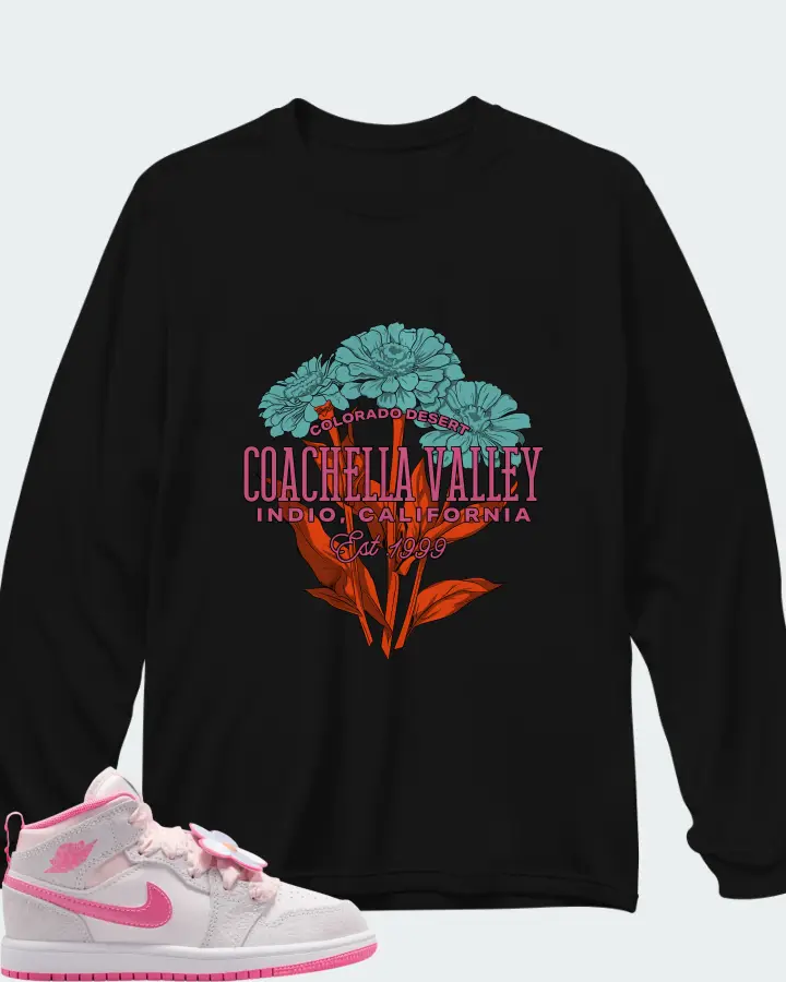 Air Jordan 1 Mid Pink Bloom Matching Long Sleeve T-Shirt