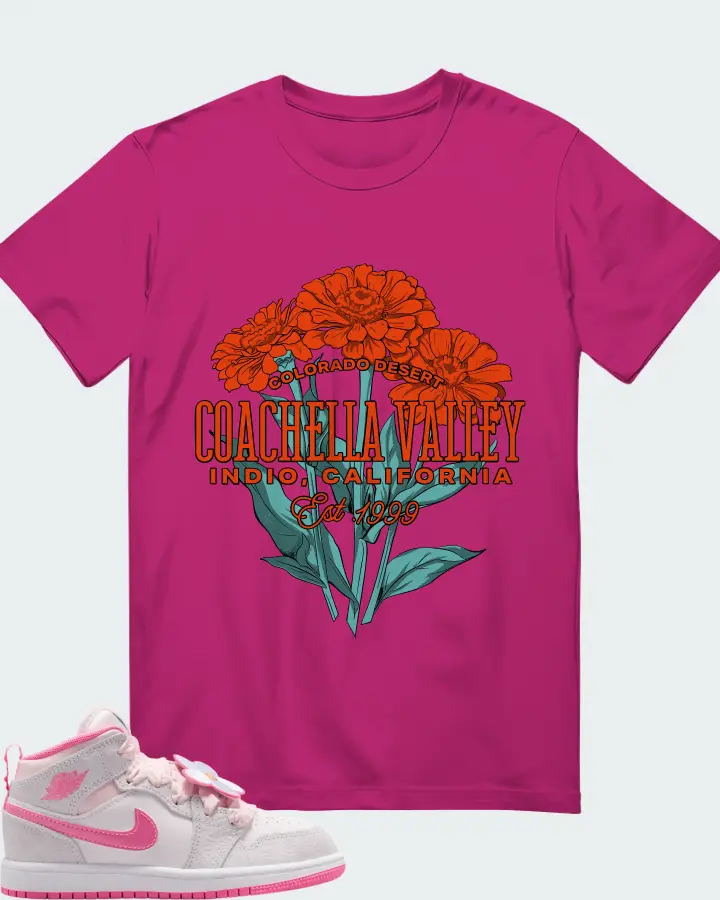 Air Jordan 1 Mid Pink Bloom Matching T-Shirt