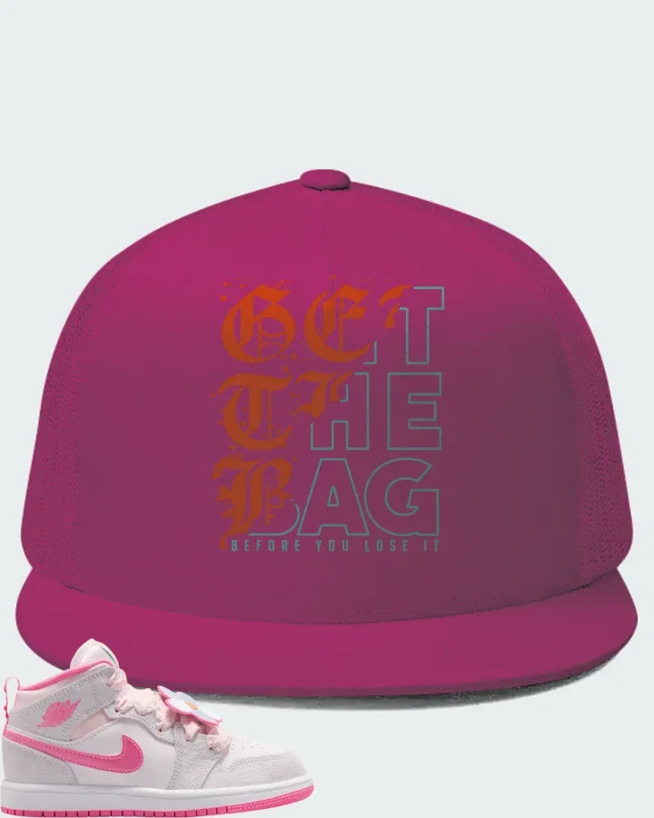 Air Jordan 1 Mid Pink Bloom  Matching Hat
