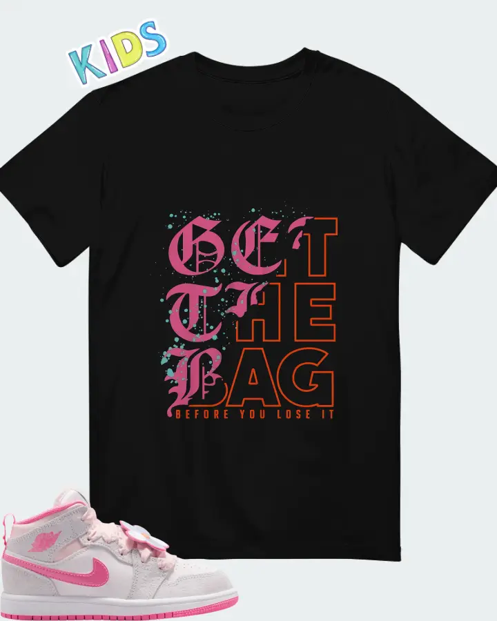 Air Jordan 1 Mid Pink Bloom  Matching Kid's T-Shirt