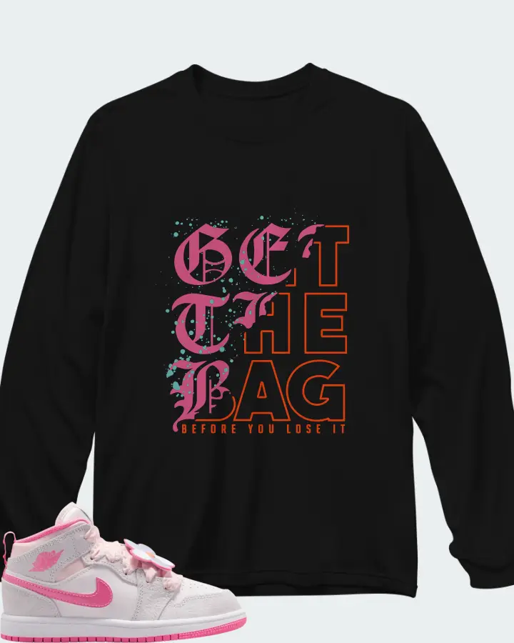 Air Jordan 1 Mid Pink Bloom  Matching Long Sleeve T-Shirt