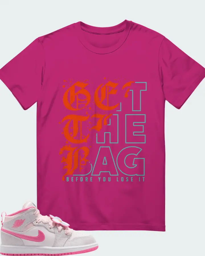Air Jordan 1 Mid Pink Bloom  Matching T-Shirt