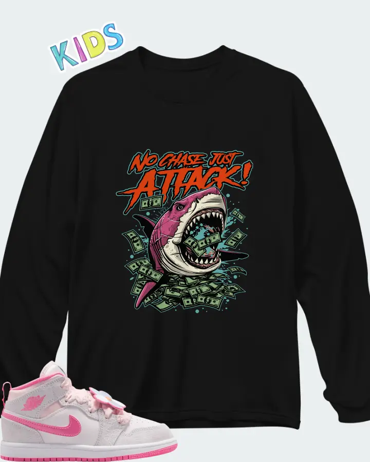 Air Jordan 1 Mid Pink Bloom  Matching Kid's Long Sleeve T-Shirt
