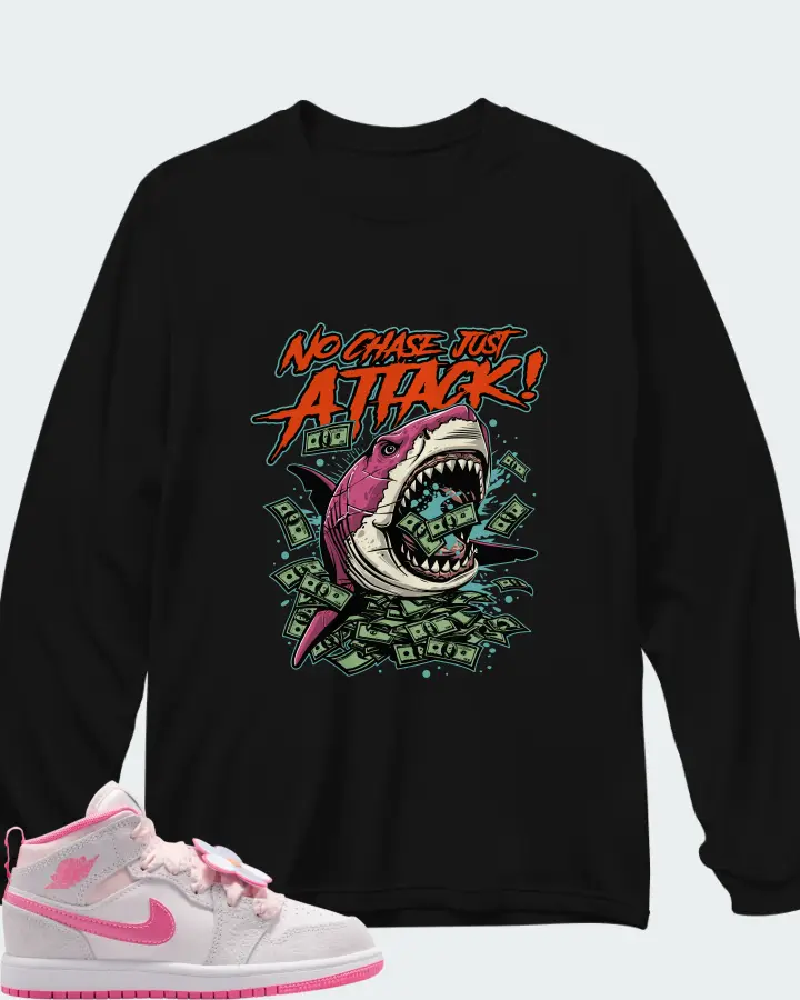 Air Jordan 1 Mid Pink Bloom  Matching Long Sleeve T-Shirt