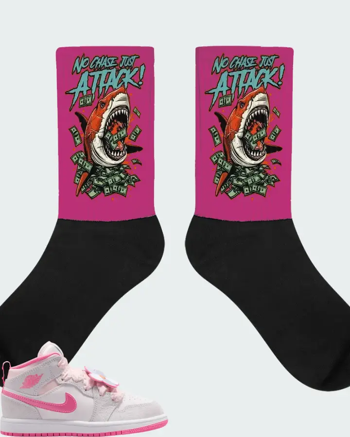 Air Jordan 1 Mid Pink Bloom  Matching Socks