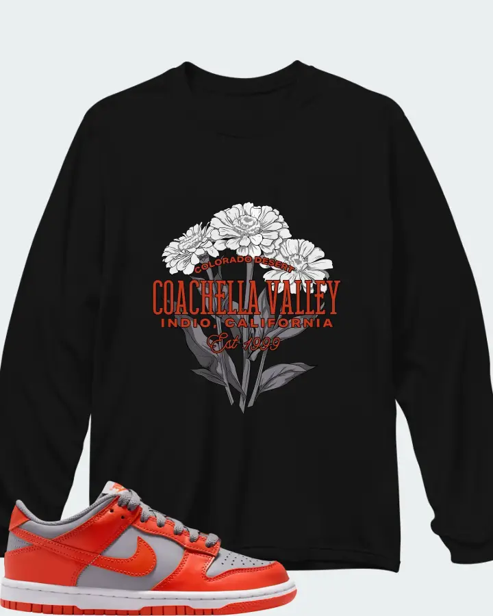 Nike Dunk Low GS Cement Grey Team Orange Matching Long Sleeve T-Shirt