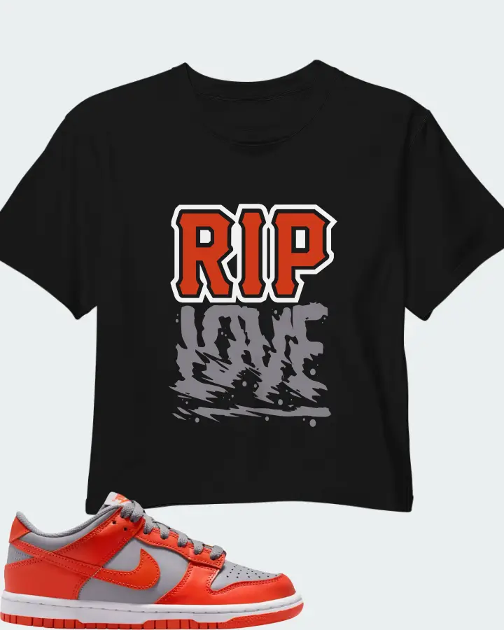 Nike Dunk Low GS Cement Grey Team Orange Matching Crop Top