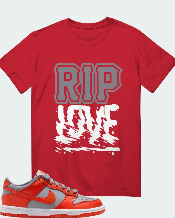 Nike Dunk Low GS Cement Grey Team Orange Matching T-Shirt