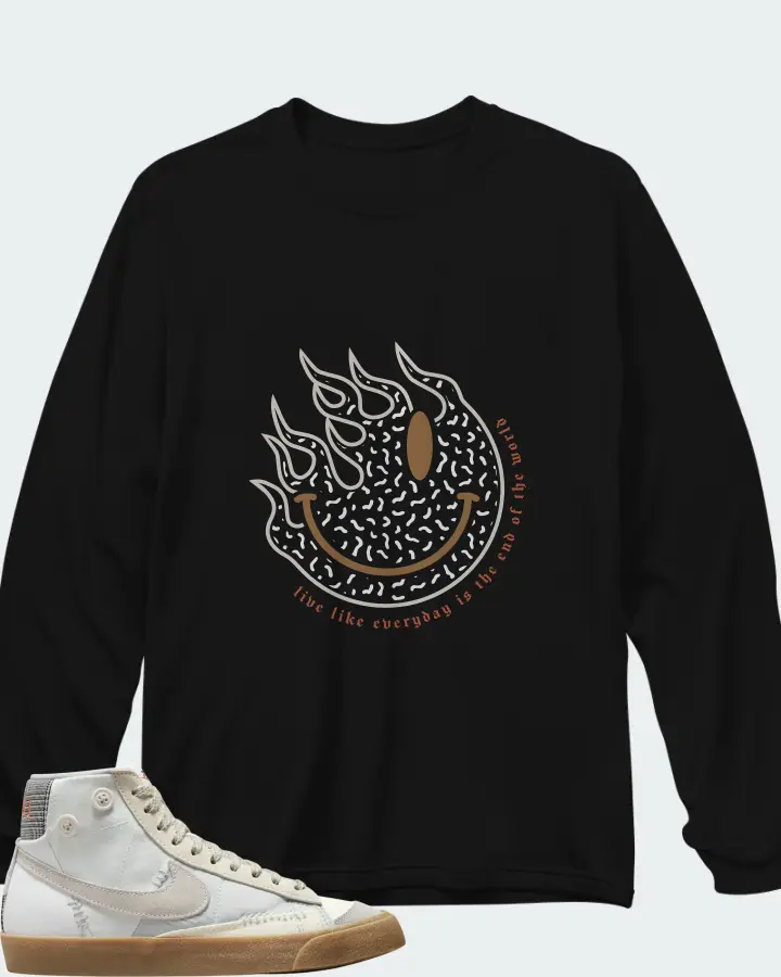 Nike Blazer Mid '77 LX Voodoo - Sail Grey Matching Long Sleeve T-Shirt