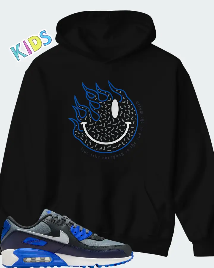 Nike Air Max 90 Gore Tex Cool Grey Racer Blue Matching Kid's Hoodie