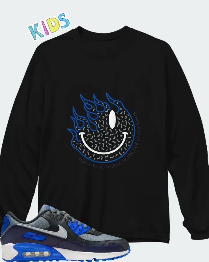 Nike Air Max 90 Gore Tex Cool Grey Racer Blue Matching Kid's Long Sleeve T-Shirt