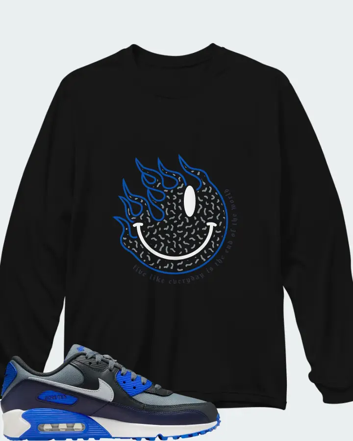 Nike Air Max 90 Gore Tex Cool Grey Racer Blue Matching Long Sleeve T-Shirt