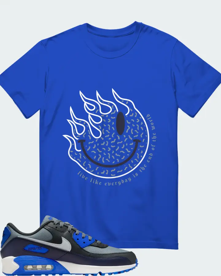 Nike Air Max 90 Gore Tex Cool Grey Racer Blue Matching T-Shirt