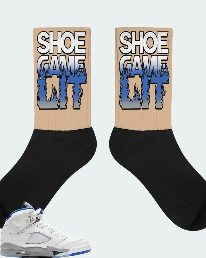 Jordan 5 Retro Sneaker Matching Cream Socks - Shoe Game Lit Refreshed