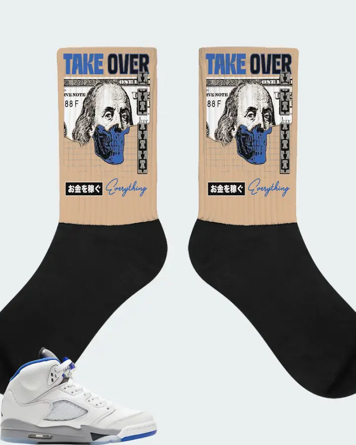 Jordan 5 Retro Sneaker Matching Cream Socks - Take Over