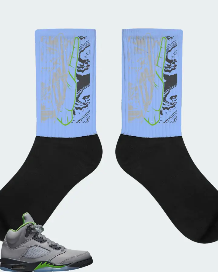 Air Jordan 5 Retro Green Bean Sneaker Matching Carolina Blue Socks - Peace of mind