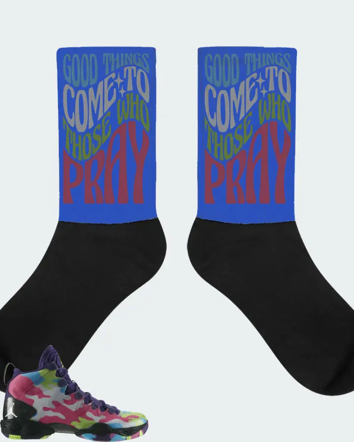 Jordan XX8 SE Sneaker Matching Royal Blue Socks - Good Things Come To Those Who Pray