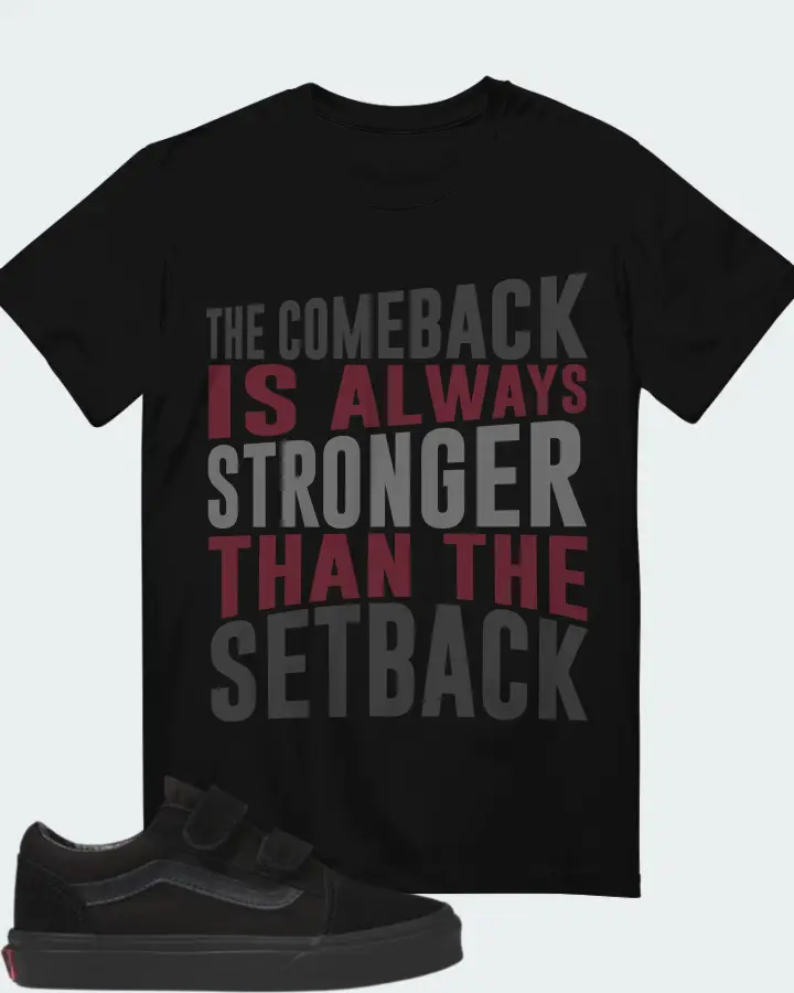 Vans KIDS OLD SKOOL V Black on Black Sneaker Matching Black T-Shirt - The Comeback