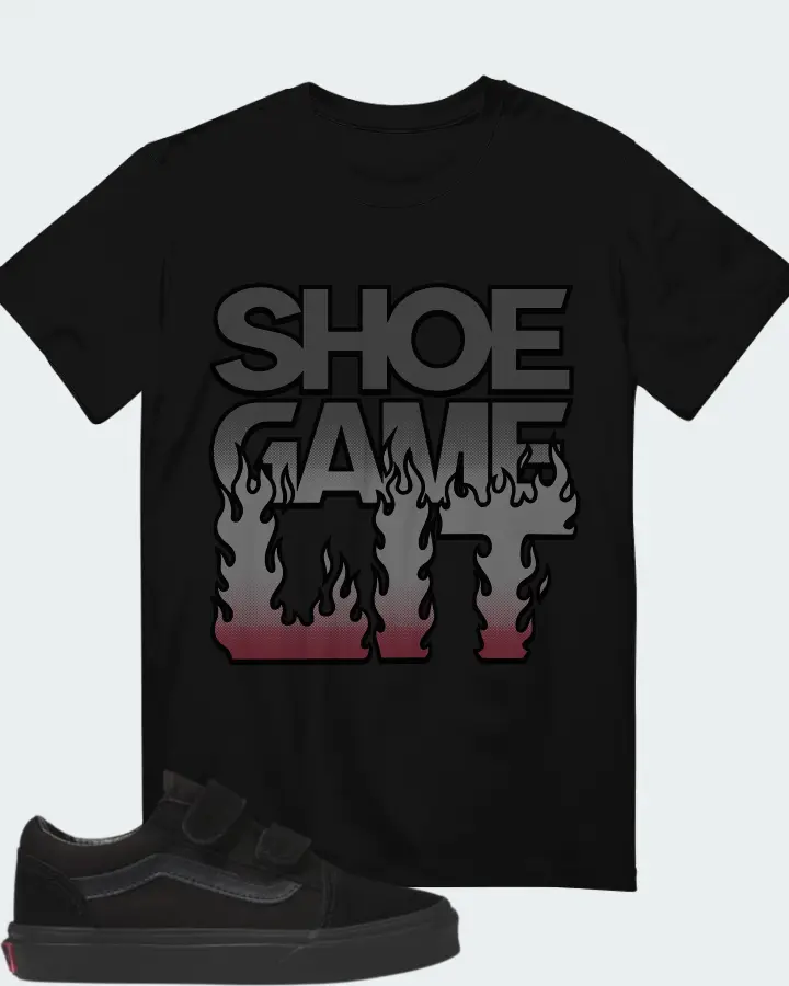 Vans KIDS OLD SKOOL V Black on Black Sneaker Matching Black T-Shirt - Shoe Game Lit Refreshed
