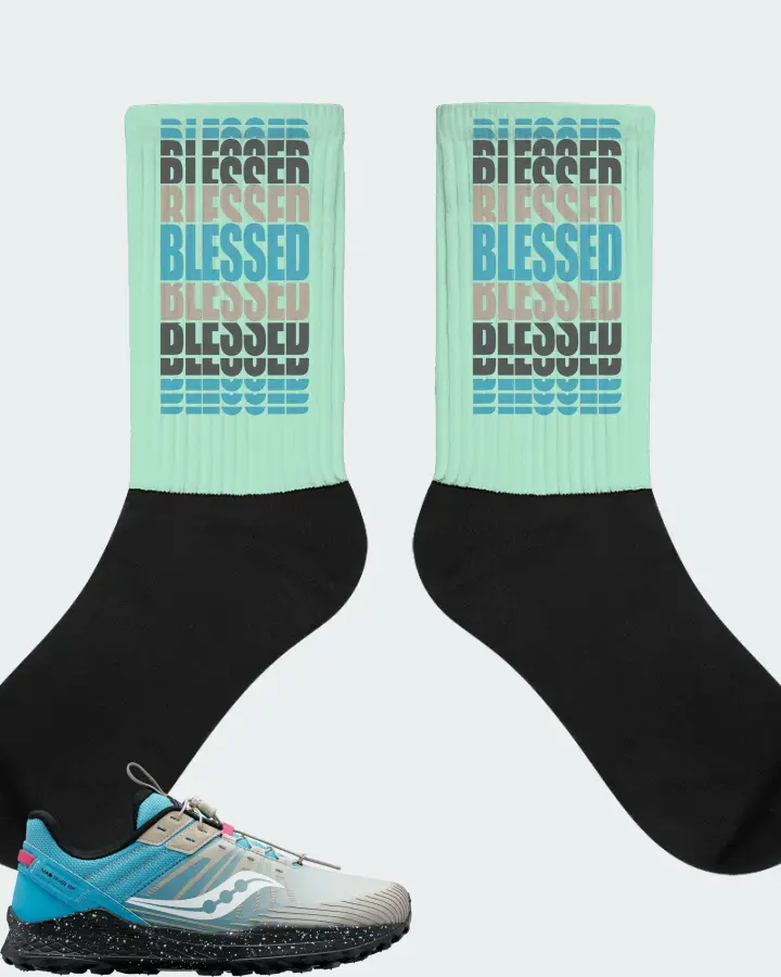 Saucony Mad River 2 TR Sneaker Matching Mint Socks - BLESSED Many Times