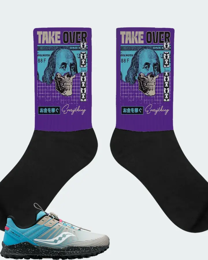 Saucony Mad River 2 TR Sneaker Matching Purple Socks - Take Over