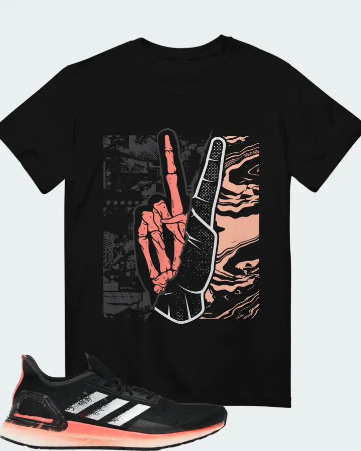 adidas Ultra Boost PB  Core Black Signal Coral Sneaker Matching Black T-Shirt - Peace of mind