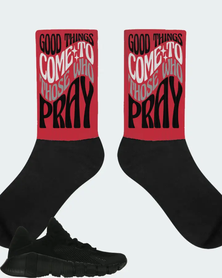 Nike Free Metcon 4 Sneaker Matching Red Socks - Good Things Come To Those Who Pray