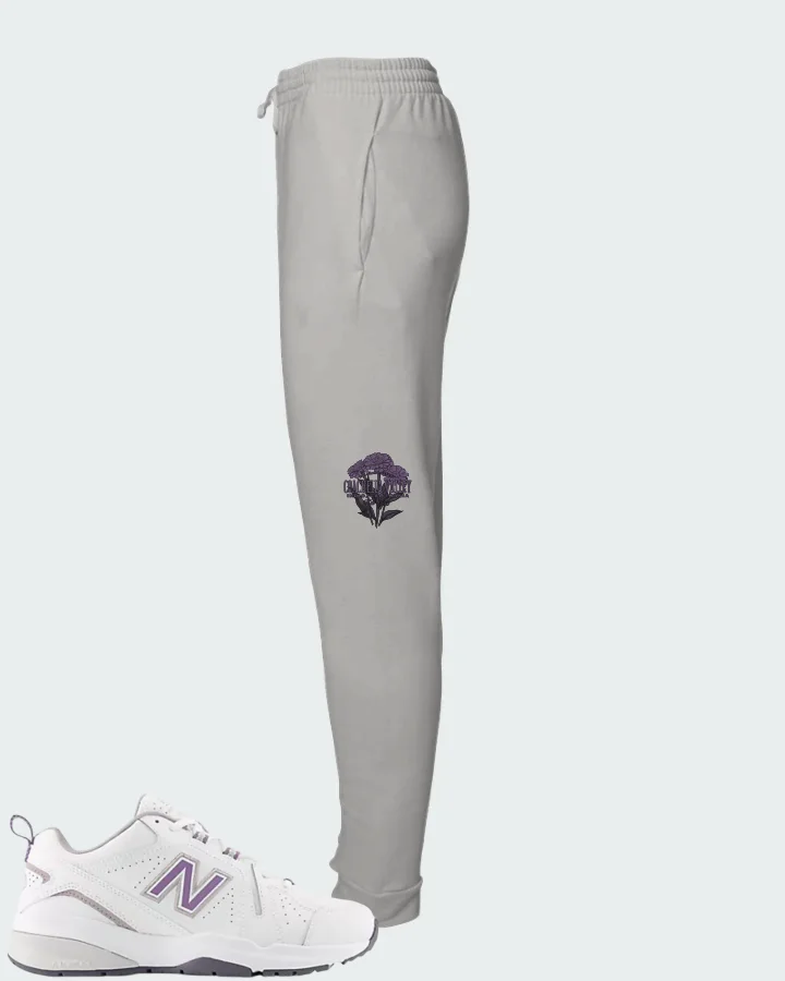 New Balance White Candied Violet Neptune Grey Matching Joggers
