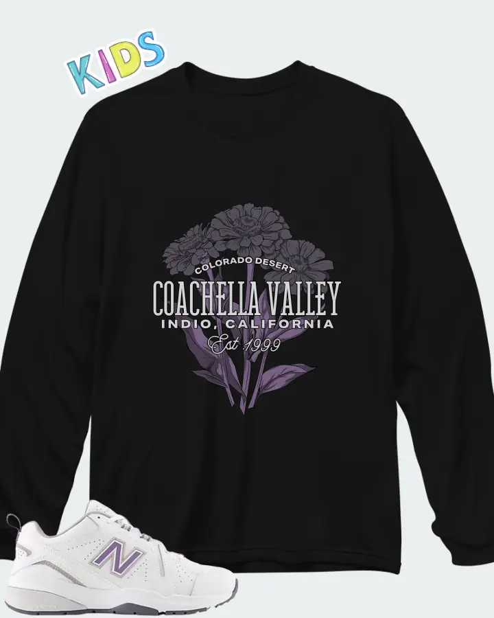 New Balance White Candied Violet Neptune Grey Matching Kid's Long Sleeve T-Shirt