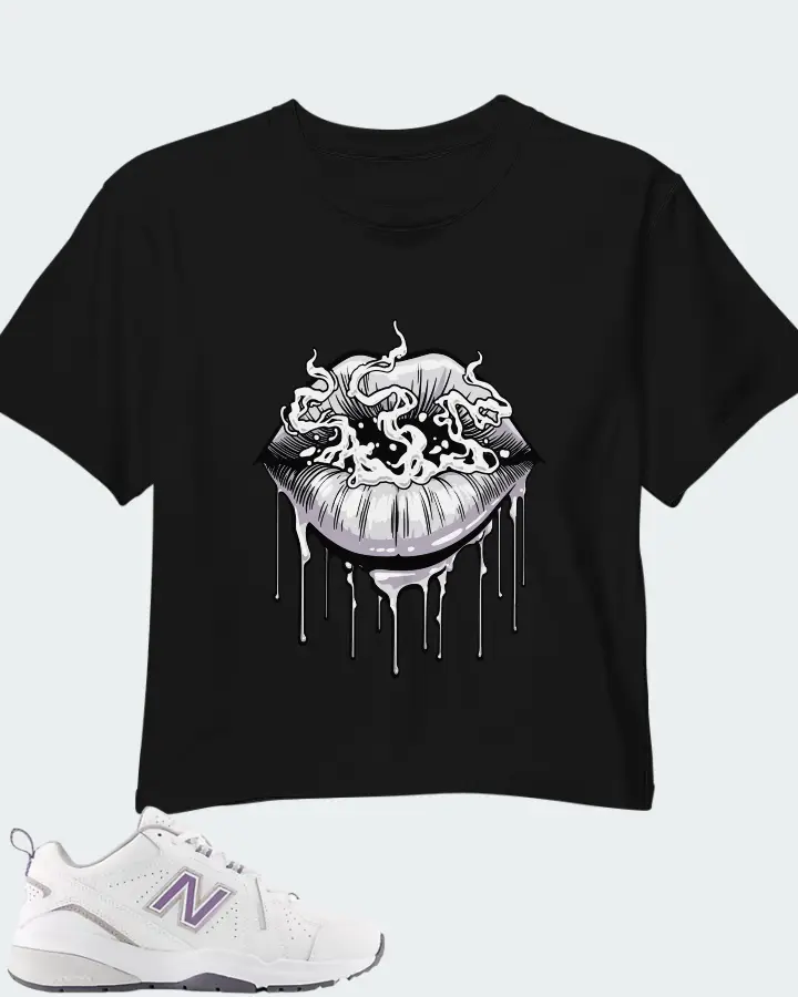 New Balance White Candied Violet Neptune Grey Matching Crop Top