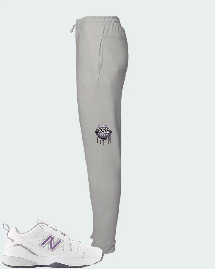New Balance White Candied Violet Neptune Grey Matching Joggers
