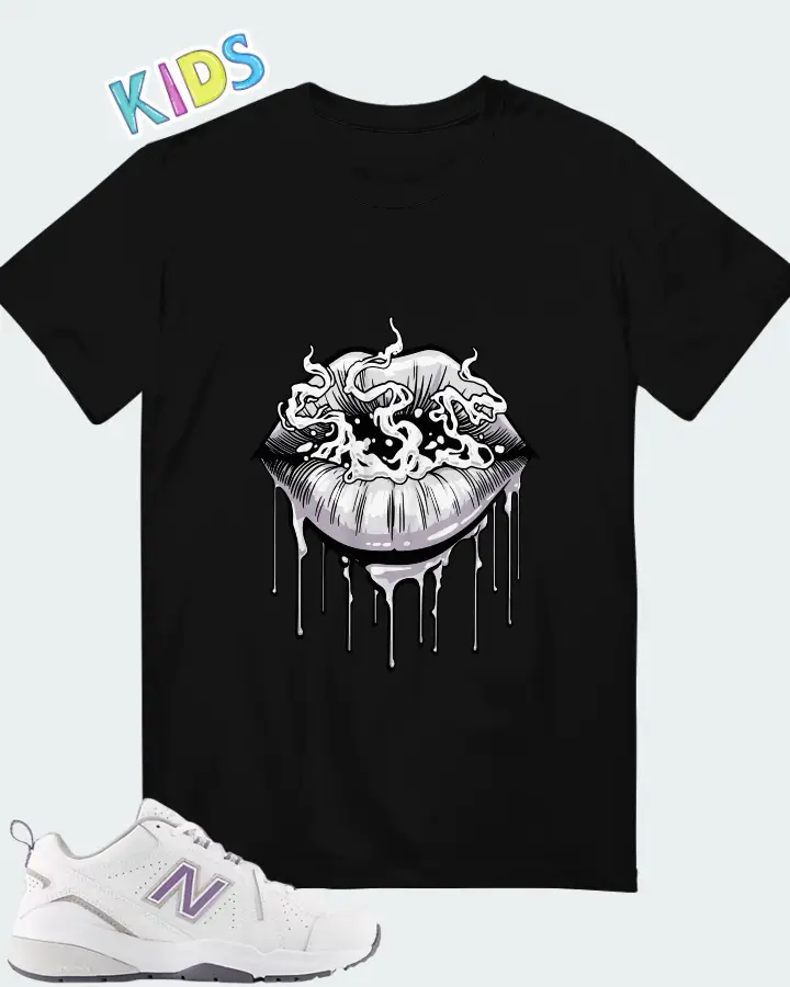 New Balance White Candied Violet Neptune Grey Matching Kid's T-Shirt